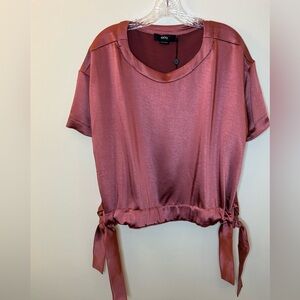 Satin Finish Top in Rose, Side Ties